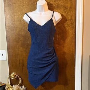 Crystal Doll Navy Asymmetrical Dress
